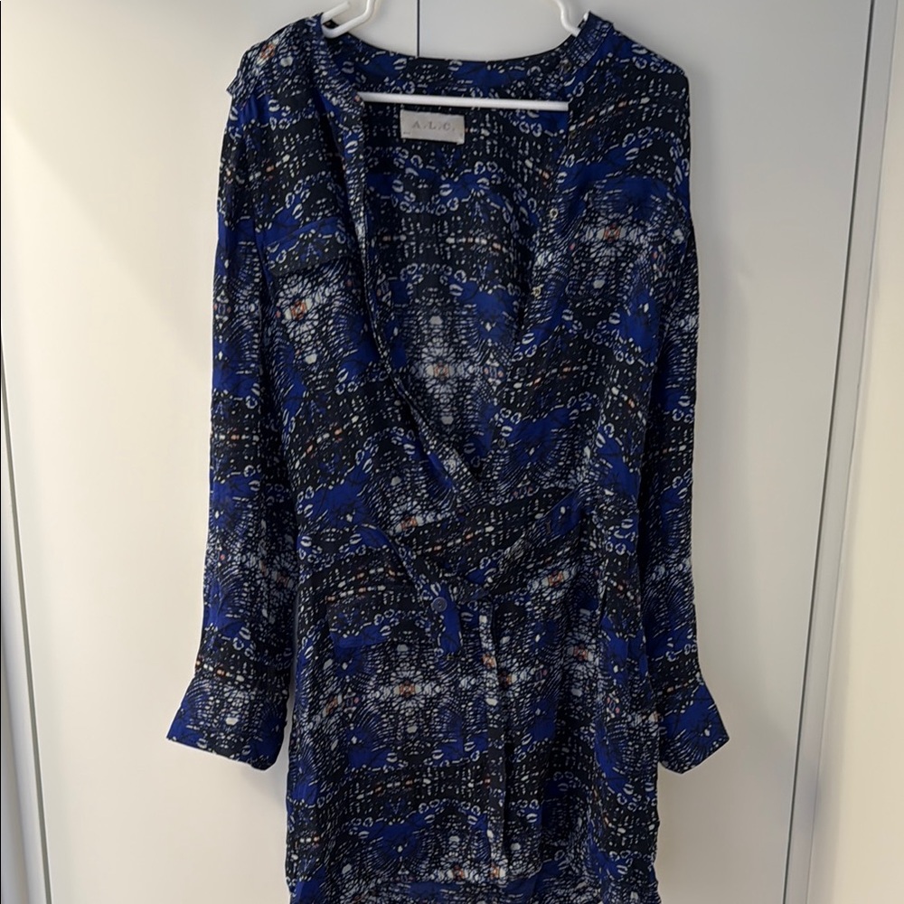 A.L.C. Long Sleeve Blue and Black Dress